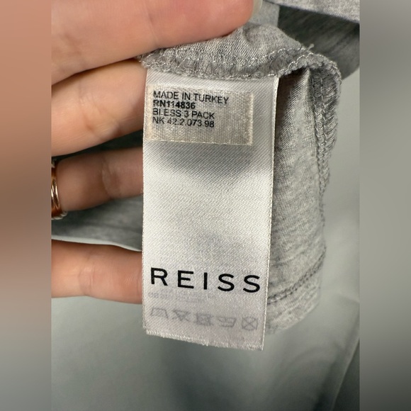 Reiss Bless Cotton Crew Neck T-Shirt in Grey Marl - Picture 9 of 10
